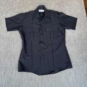 Law Pro Law Enforcement Uniform Shirt Mens 15-15.5 Black Short Sleeve Collared
